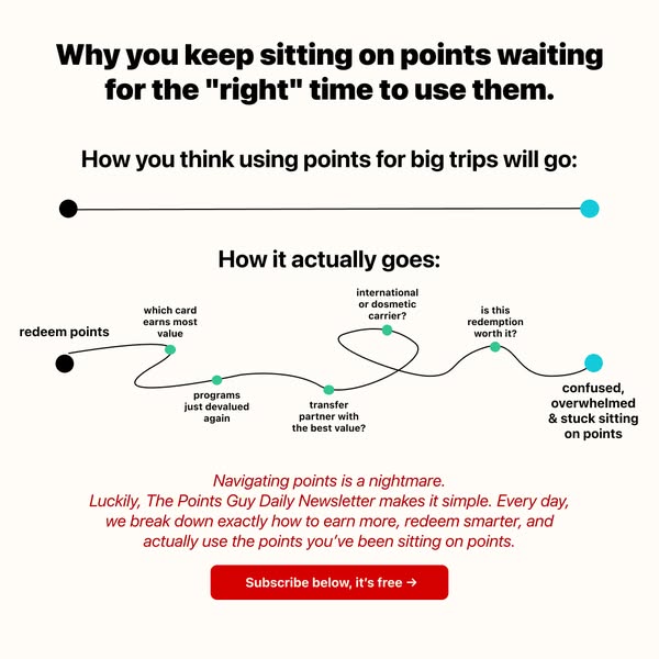 The ad highlights the complexities of redeeming points, suggesting that it can be a confusing and overwhelming process. 