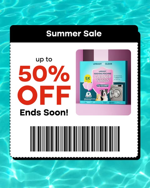 This image ad for Uproot Clean highlights a summer sale offering up to 50% off. The image features a product box for Upr