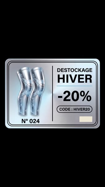 This ad features an image promoting a discount code for a winter sale on leg sleeves.