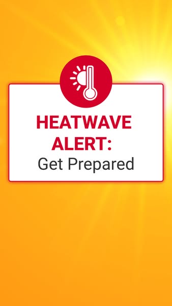 The ad features a heatwave alert notification, urging viewers to prepare for the heatwave. It uses a simple, eye-catchin