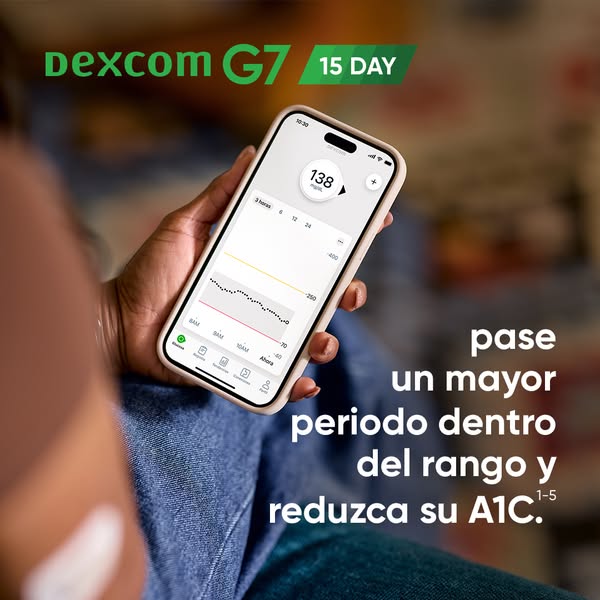 This ad for Dexcom G7 promotes a continuous glucose monitoring system. The ad shows a person using the Dexcom app on the