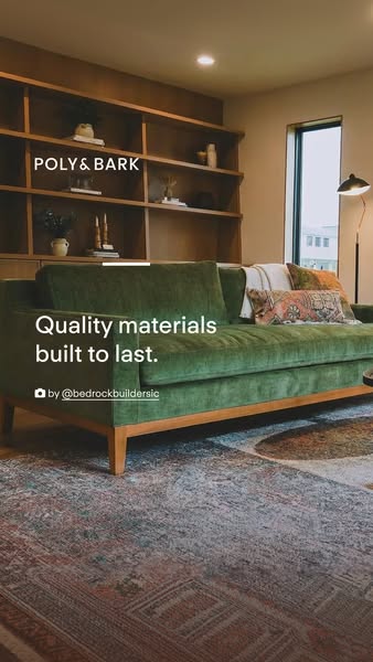 This ad highlights the quality of materials that a green couch is made of, with the goal of highlighting how long the pr