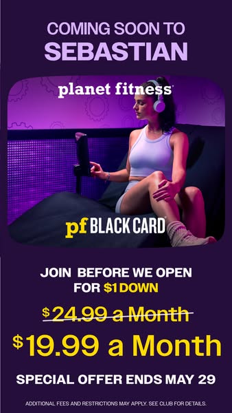 This Planet Fitness ad promotes a new gym location and an offer of a $1 down payment for new members who sign up before 