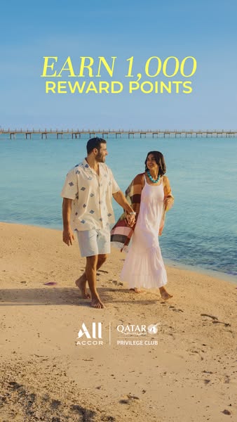 This single image ad promotes the All Accor Qatar Privilege Club and advertises an offer to earn 1,000 reward points.