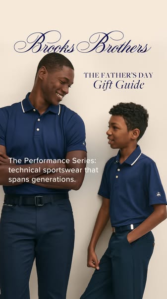 This ad for Brooks Brothers promotes their Performance Series of technical sportswear, highlighting its appeal across ge