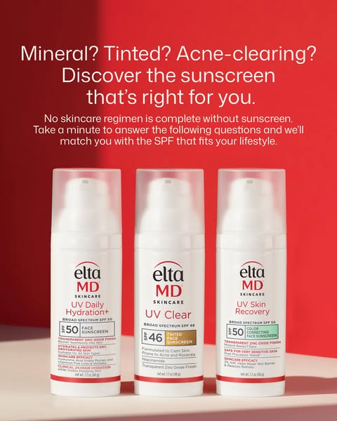 This ad for Elta MD skincare aims to attract customers who are looking for the right sunscreen by highlighting three dif