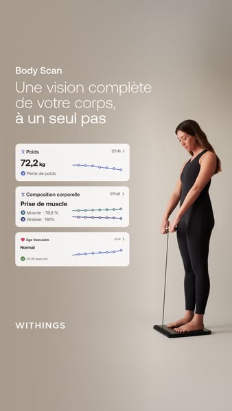 This ad showcases the Withings Body Scan smart scale and provides a demo of some of its functionality.