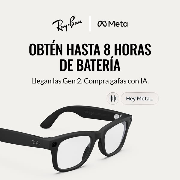 This ad for Ray-Ban Meta smart glasses highlights a key feature of the glasses: extended battery life.