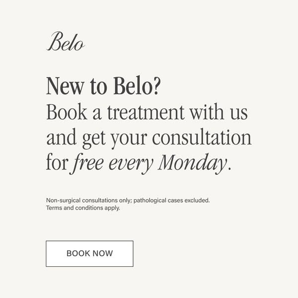 This image ad promotes Belo, a beauty treatment center. The ad's offer is a free consultation every Monday when book