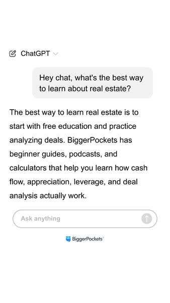 This ad shows a screenshot of a ChatGPT interface where the user asks "Hey chat, what's the best way to learn a