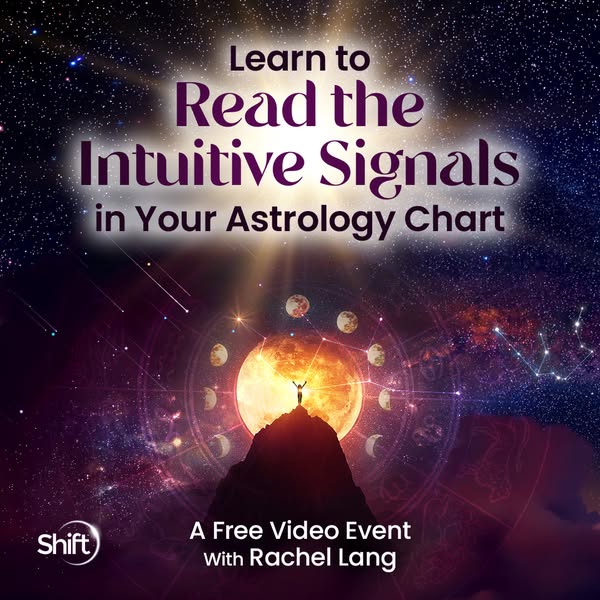 An ad promoting a free video event, teaching viewers to read the intuitive signals in their astrology chart.