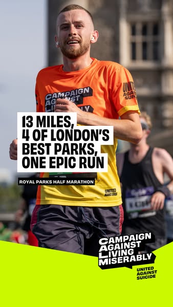 This image ad promotes the Royal Parks Half Marathon, a 13-mile run through four of London's best parks, to benefit 