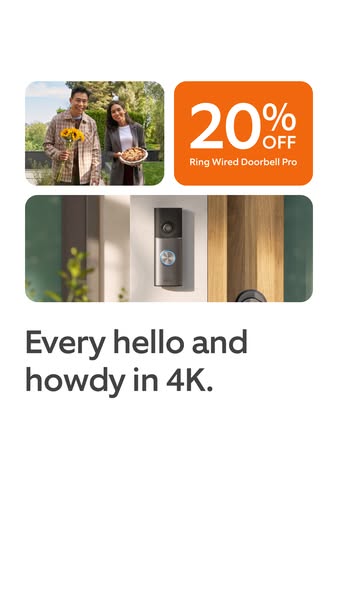 This ad promotes the Ring Wired Doorbell Pro, highlighting its 4K video capabilities and offering a limited-time discoun