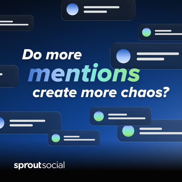 This ad uses a question format to introduce a potential problem for social media managers, then subtly promotes Sprout S