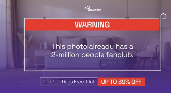 This ad features a photo of the Wakefit mattress. The ad highlights the mattress's popularity with '2-million pe