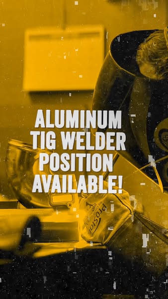 This image ad is for an aluminum TIG welder position that is currently available. The image has a yellow color grading w