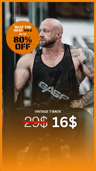 This image ad promotes Gasp Vintage T-Back tank tops, highlighting a discount of 29$ to 16$