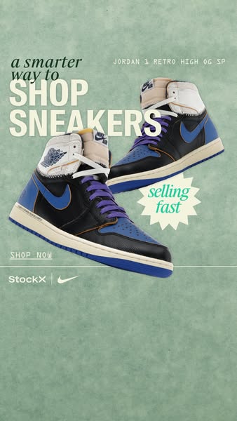 This ad for StockX shows Jordan 1 Retro High OG SP sneakers and promotes StockX as a place to shop for sneakers.