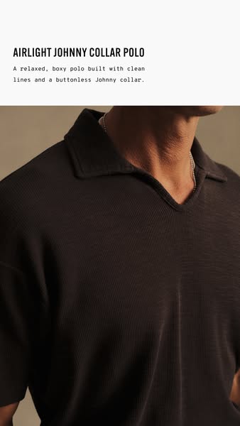 This ad showcases the Airlight Johnny Collar Polo shirt. The image focuses on the shirt's design and fit. The main m