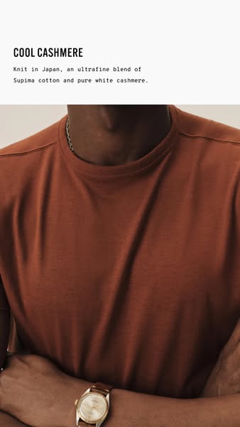 This ad showcases the brand's commitment to luxury and comfort through its Supima cotton and cashmere blend shirt. I