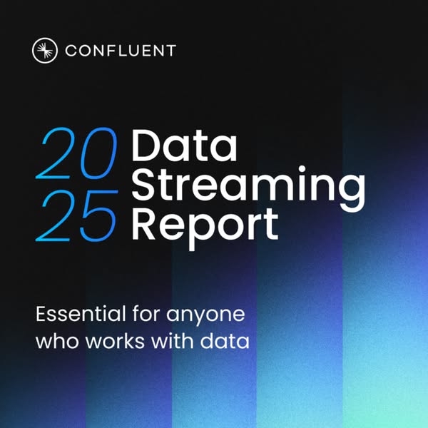This image ad promotes the 2025 Data Streaming Report by Confluent. The ad features the report title prominently against