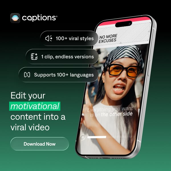This ad for the Captions app uses a screen-recorded demo on an iPhone to show viewers the app's use case. The app fe