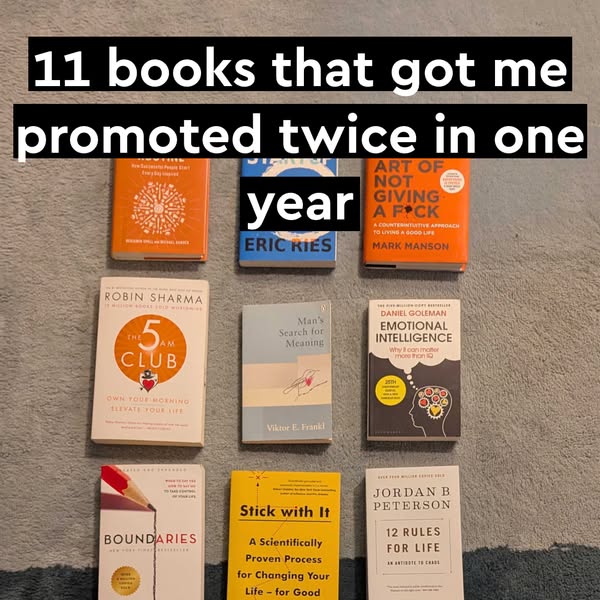 This ad features a collection of self-help and business-oriented books, presented as personal recommendations that have 