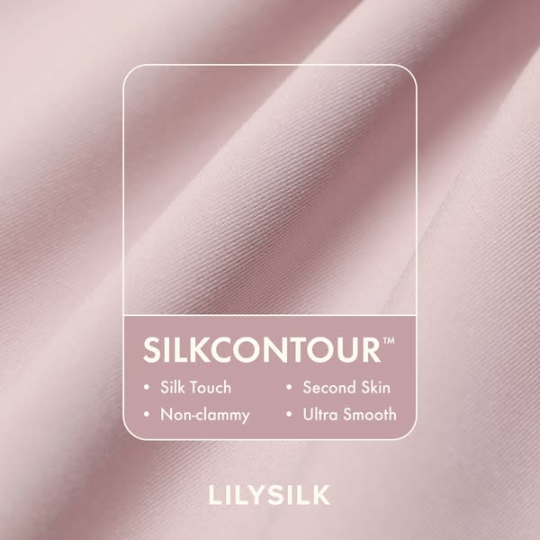 This ad showcases the features of LILYSILK's SILKCONTOUR™ fabric.