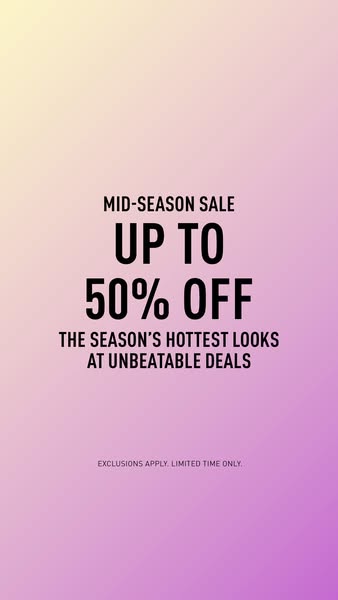This image ad promotes a mid-season sale, offering up to 50% off on the season's hottest looks with unbeatable deals