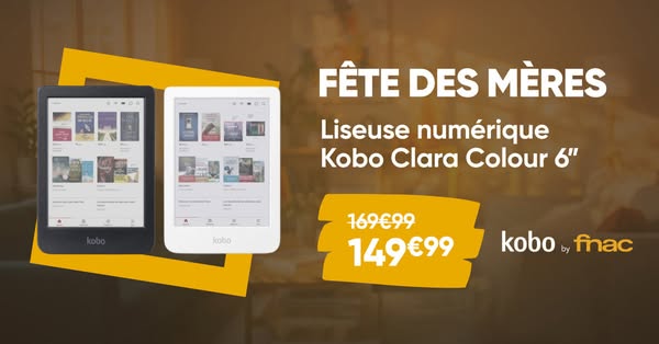 This ad for the Kobo Clara Colour 6" e-reader promotes the device as a perfect gift for Mother's Day, and highl