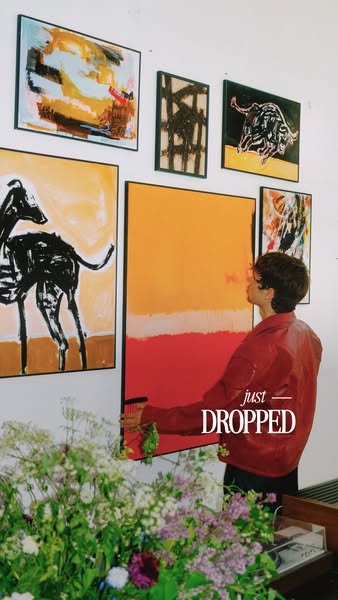 This image ad promotes a collection of abstract art, recently released.