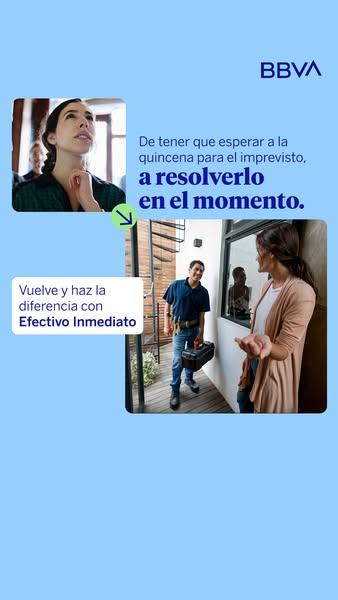 This image ad from BBVA promotes a financial product called Efectivo Inmediato by contrasting the inconvenience of waiti