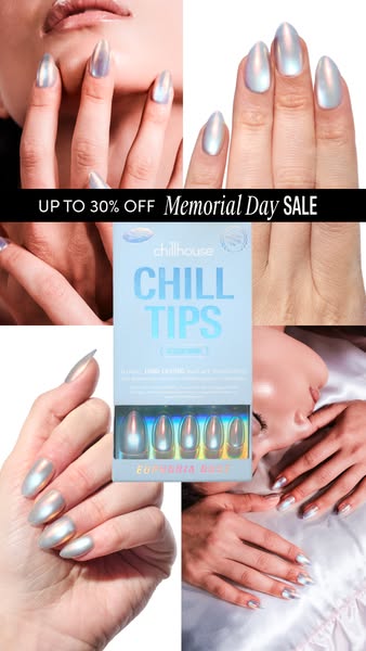 This ad for Chillhouse Chill Tips advertises a Memorial Day sale of up to 30% off. The image shows several sets of hands