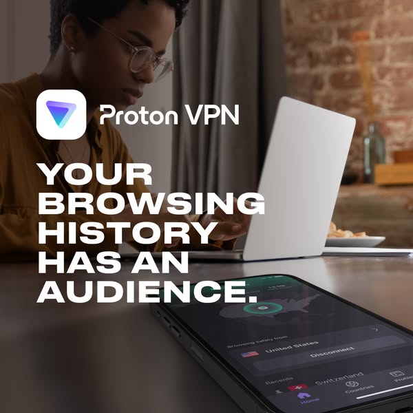 An ad promoting Proton VPN, emphasizing the importance of online privacy and security, and addressing the concern that y