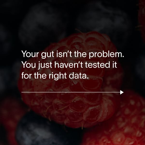 The image ad highlights the importance of data-driven gut health analysis to address underlying issues effectively, sugg
