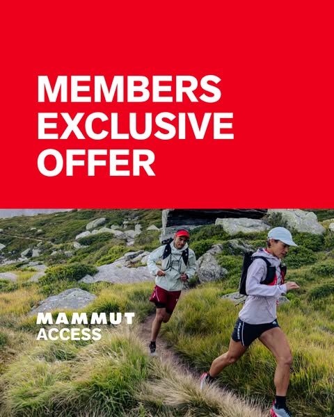 This image ad from Mammut promotes its members-only exclusive offer to those who love trail running.