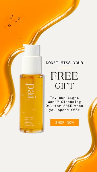 This in-feed image ad by Pai promotes their Light Work Cleansing Oil by offering it as a free gift with purchases over £