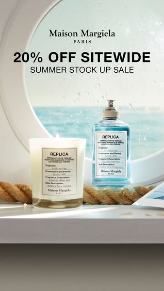 An ad for Maison Margiela's Replica line, promoting a sitewide summer sale.