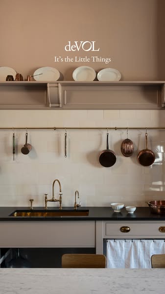 This image ad showcases a deVOL kitchen, emphasizing the brand's attention to detail and quality craftsmanship. The 