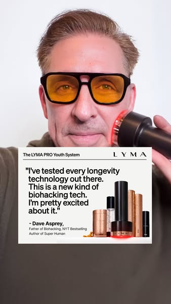 This ad features a man holding a LYMA device to his face while a testimonial appears next to him. The testimonial from D