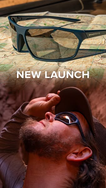 This image ad showcases Shady Rays sunglasses through a product photo and lifestyle shot. The top half features the sung