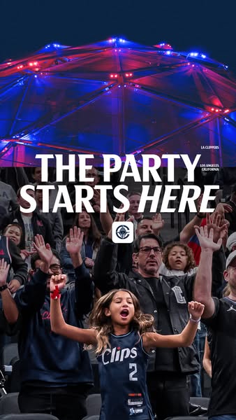 An image promoting the LA Clippers team with an image of fans.