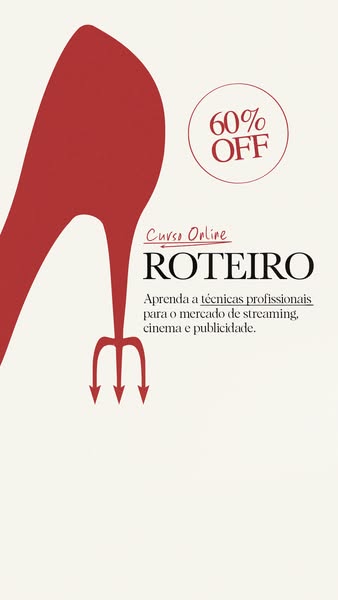 This ad is promoting an online course in screenwriting. The ad features a graphic of a high heel shoe that also is a dev