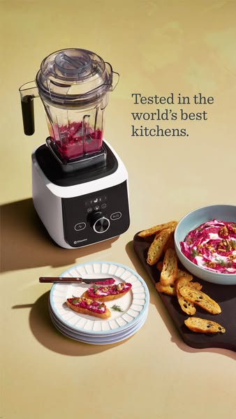 This ad showcases a Vitamix blender and the food that can be made with it.