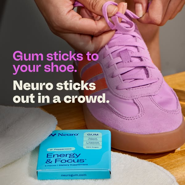 The image is an ad for Neuro gum which positions itself as a superior alternative to traditional gum by highlighting its