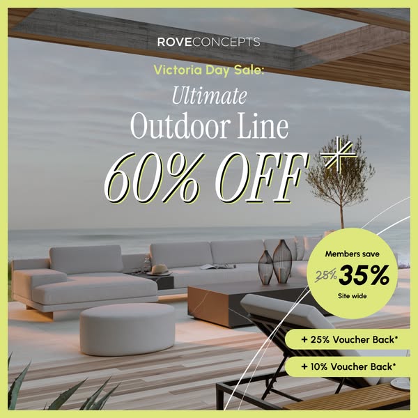 This image ad is for Rove Concepts' Victoria Day sale, highlighting their outdoor line with a substantial discount. 