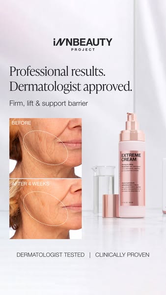 The image ad is for InnBeauty Project's Extreme Cream, which the ad highlights as providing professional results tha