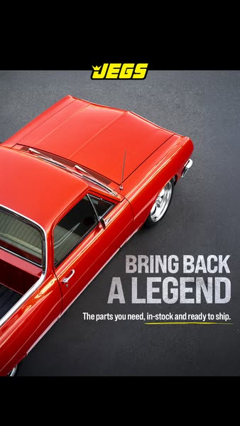 This ad promotes JEGS Automotive as the premier retailer for restoring classic cars by using the image of a classic car 