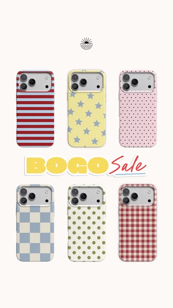 This ad features six different phone cases and promotes a Buy One Get One sale.