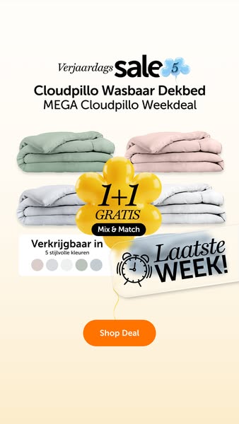 This ad promotes Cloudpillo's washable duvet cover during a special sale. It highlights the '1+1 GRATIS' off